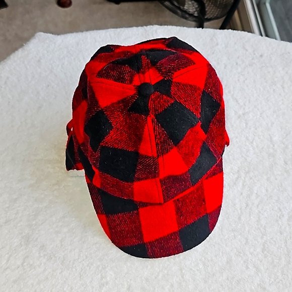Woodland Creek Buffalo Plaid Flannel Trapper Hat Red/Black, NWOT - Picture 7 of 11